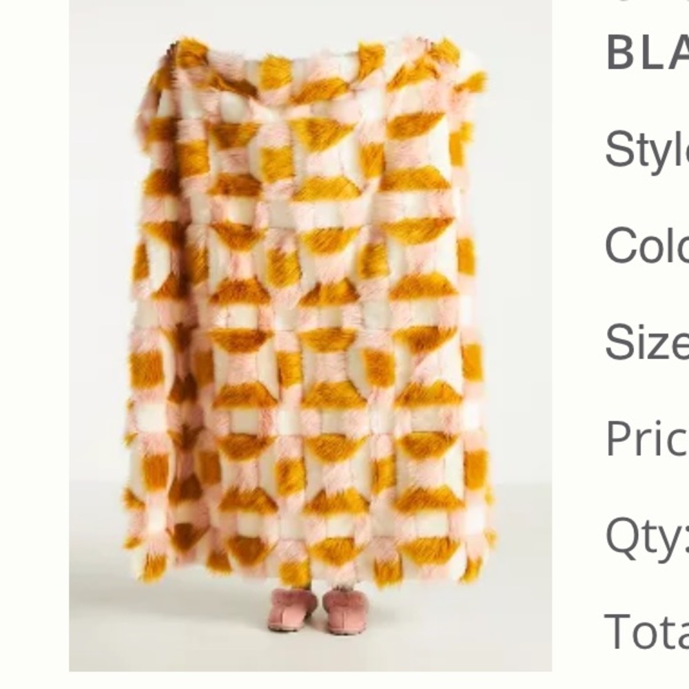 Anthropologie Geo Faux Fur Throw Blanket